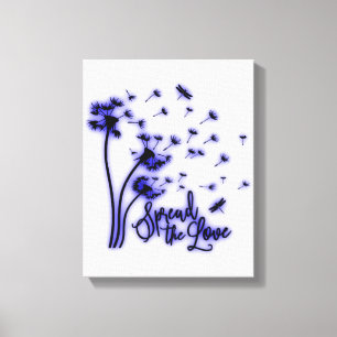 Impressão Em Tela Spread The Love Dandelions and Dragonflies
