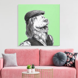 Impressão Em Tela Springer Spaniel com Chapéu Plano (Moegi)