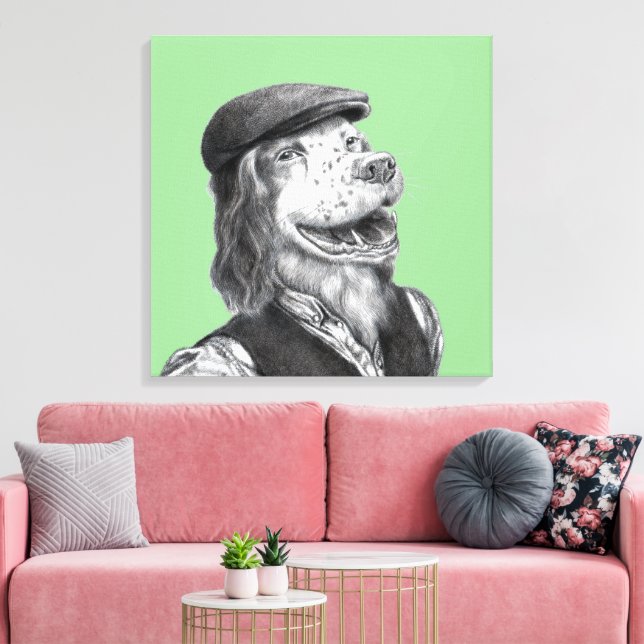 Impressão Em Tela Springer Spaniel com Chapéu Plano (Moegi) (Insitu(Sala de estar))