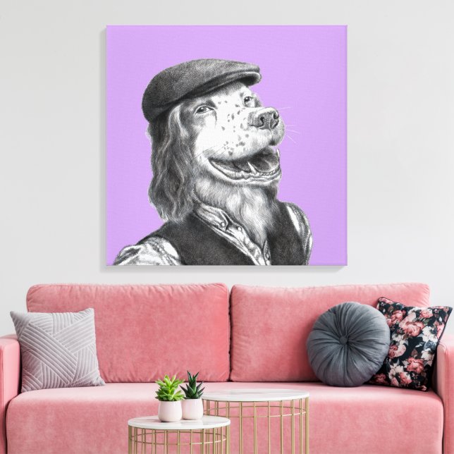 Impressão Em Tela Springer Spaniel com Chapéu Plano (Sumire) (Insitu(Sala de estar))