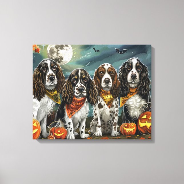 Impressão Em Tela Springer Spaniel Halloween Assustador (Frente)