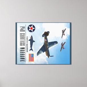 IMPRESSÃO EM TELA SQUADRON DE BRIGA DE WARHAWK P-40 CURTISS