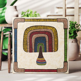 Impressão Em Tela Square Abstract Mushroom