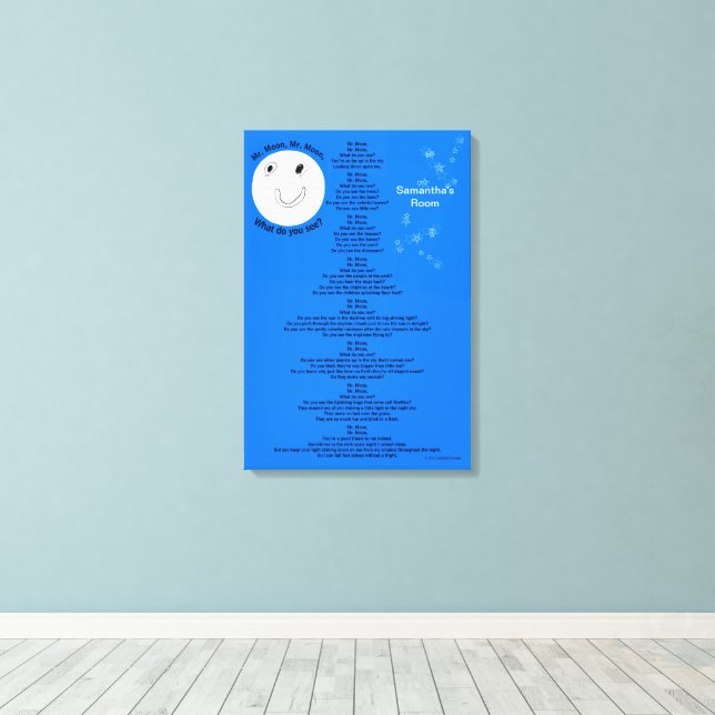 Impressão Em Tela Sr. Moon Personalize Nome 18" x 27" (Insitu(piso de madeira))