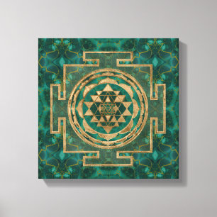 Impressão Em Tela Sri Yantra/malaquite e ouro de Sri Chakra