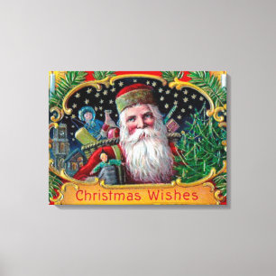 Impressão Em Tela St. Nick do Victorian com estrelas Dourados e