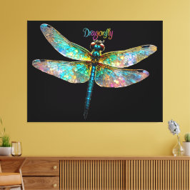 Impressão Em Tela Stained Glass Colorful Dragonfly