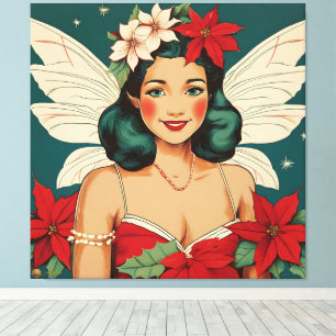 Impressão Em Tela Starlet de Pin-Up de Natal Tropical de Retro