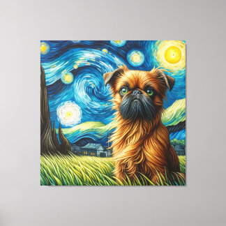 Impressão Em Tela Starry Brussel Griffon Dog Portrait