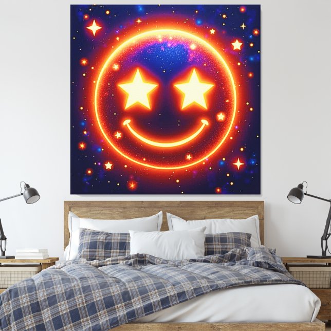 Impressão Em Tela Starry-Eyed Glow Emoji (Insitu(Quarto))