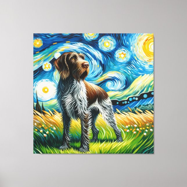 Impressão Em Tela Starry German Wirehaired Pointer Portrait (Frente)