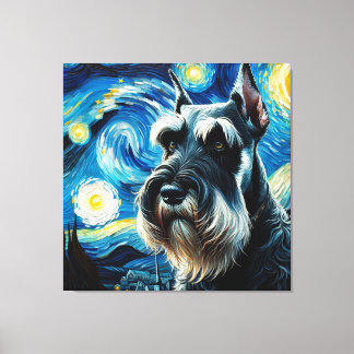 Impressão Em Tela Starry Giant Schnauzer Dog Portrait - Retrato Pet