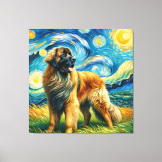 Impressão Em Tela Starry Leonberger Dog Portrait - Pet Portrait