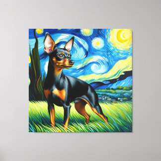 Impressão Em Tela Starry Miniature Pinscher Dog Retrato