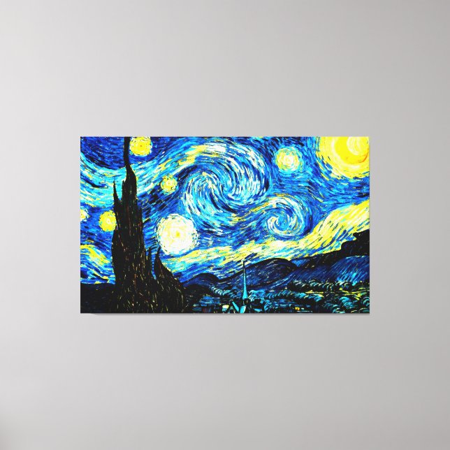 Impressão Em Tela Starry Night, famosa pintura de Vincent van Gogh (Frente)