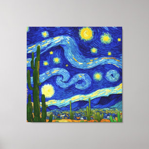 Impressão Em Tela Starry Night no Estilo do Deserto Van Gogh