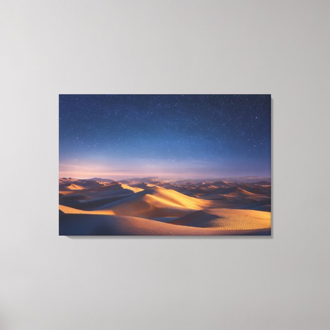 Impressão Em Tela Starry Night Over Golden Desert Dunes Landscape (Frente)