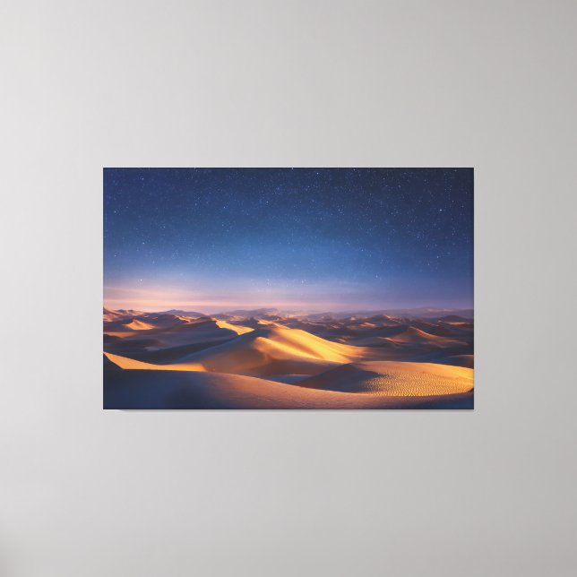 Impressão Em Tela Starry Night Over Golden Desert Dunes Landscape (Frente)