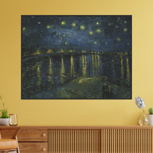 Impressão Em Tela Starry Night Over the Rhône, pintura a óleo Van Go