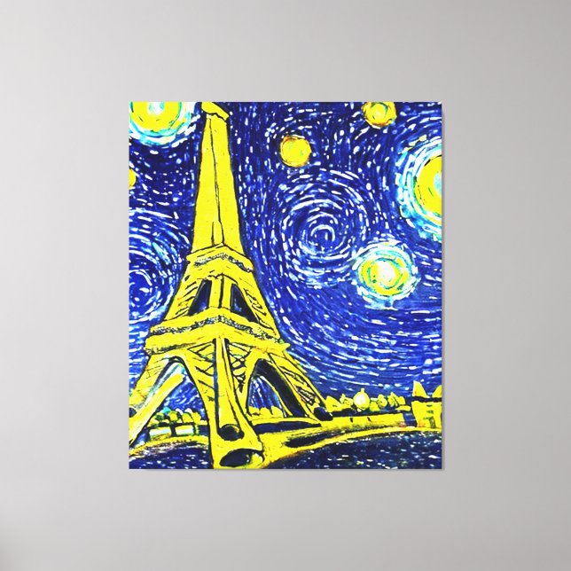Impressão Em Tela Starry Night Paris França (Frente)