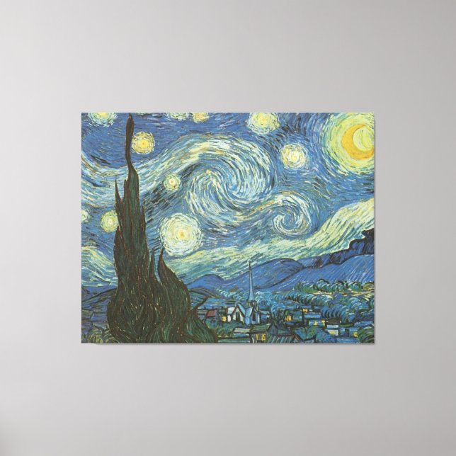 Impressão Em Tela Starry Night por Vincent Van Gogh (Frente)