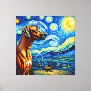 Impressão Em Tela Starry Rhodesian Ridgeback Dog Portrait
