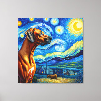 Impressão Em Tela Starry Rhodesian Ridgeback Dog Portrait