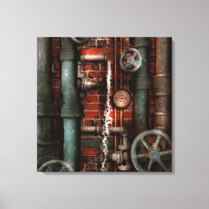 Impressão Em Tela Steampunk - encanamento - tubulações e válvulas