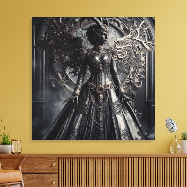 Impressão Em Tela Steampunk Fantasy Darkness Demon Fashion  (Insitu(Sala de estar))