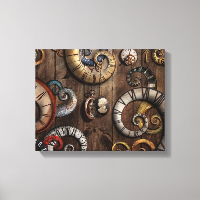 Impressão Em Tela Steampunk - Relógio - Máquina do tempo (Frente)