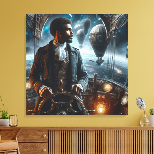 Impressão Em Tela Steampunk Victorian Space Air Captain (Insitu(Sala de estar))