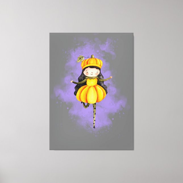 Impressão Em Tela Stellalunarts Pumpkin Halloween Cute Girl (Frente)