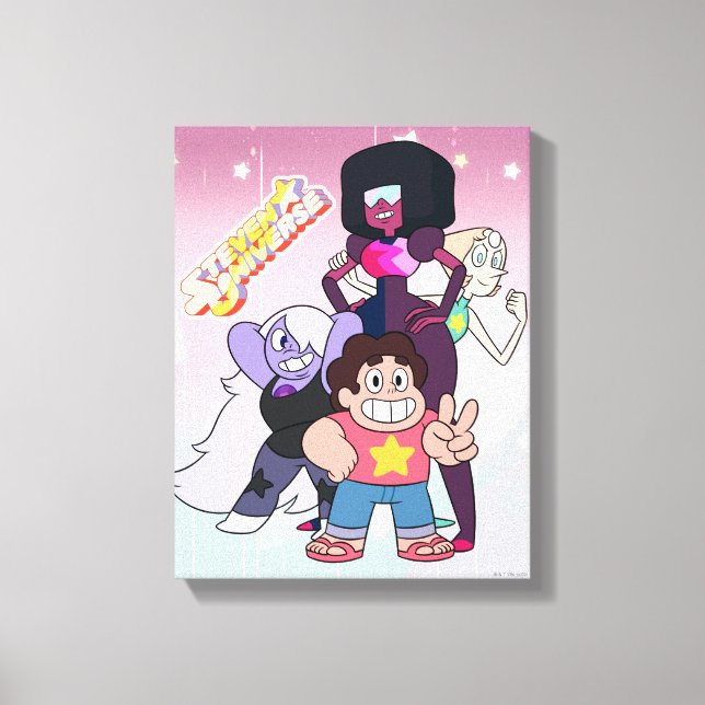 Impressão Em Tela Steven Universe | Grupo Crystal Gem Pose (Frente)