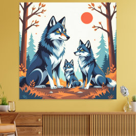 Impressão Em Tela „Stolze Wolfsfamilie im Einklang der Natur“