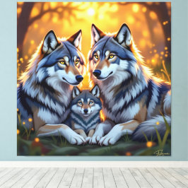 Impressão Em Tela „Stolze Wolfsfamilie im Einklang der Natur“