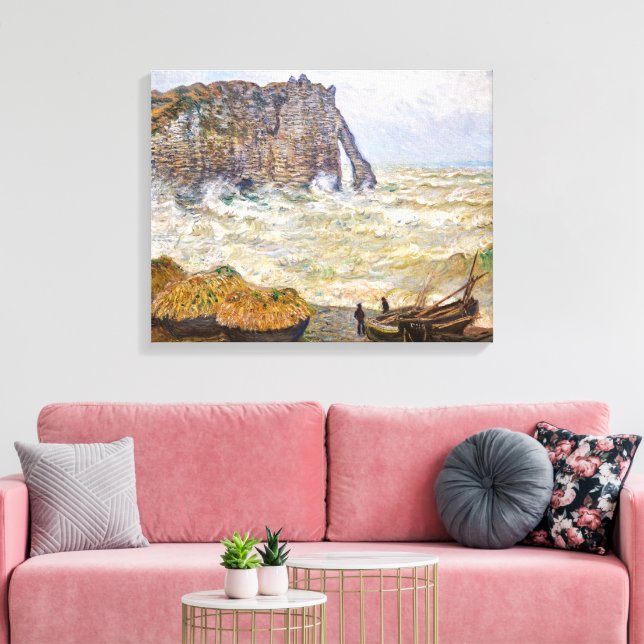 Impressão Em Tela Stormy Sea em É tretat | Monet | (Insitu(Sala de estar))