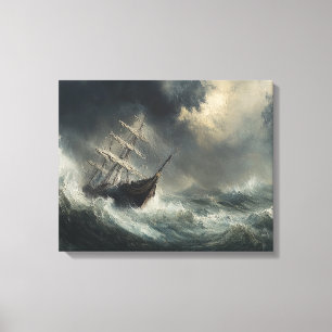 Impressão Em Tela Stormy Seas Sailboat Painting Wall Art Decor