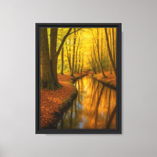 Impressão Em Tela Stream de Floresta ouro na Luz Pacífica do outono