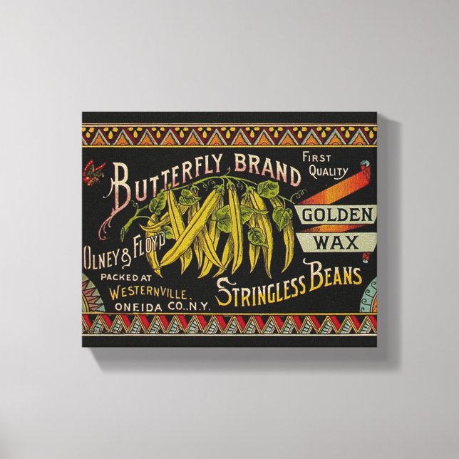 Impressão Em Tela String Bean Label Vegetal País (Frente)