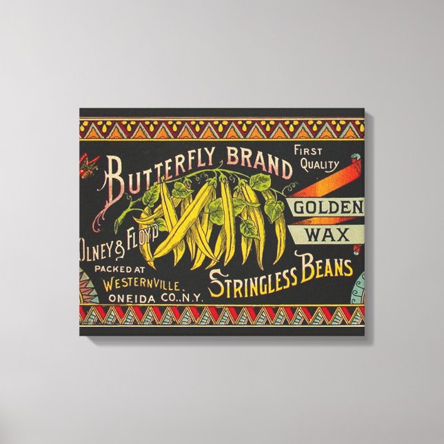 Impressão Em Tela String Bean Label Vegetal País (Frente)