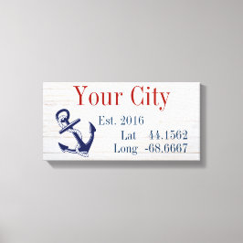 Impressão Em Tela Sua cidade ou nome da família Latitude e Longitude