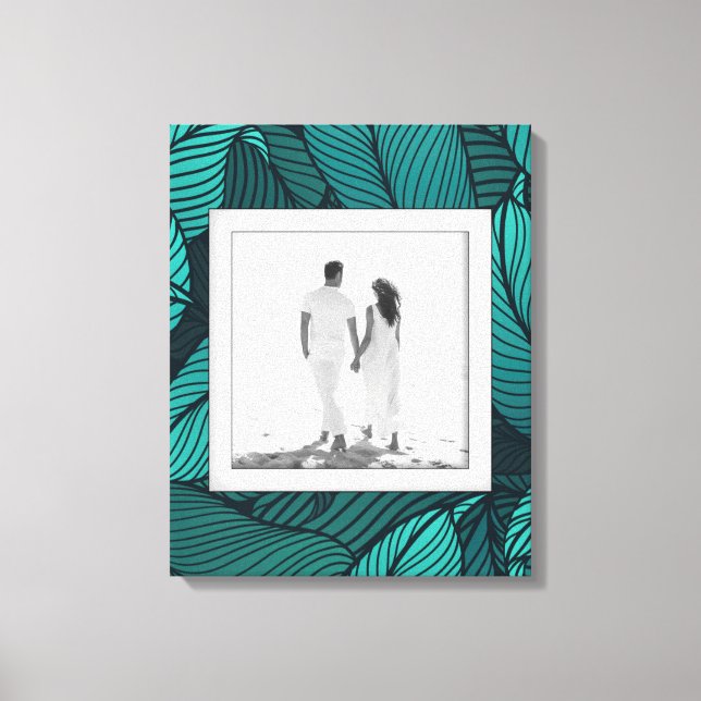 Impressão Em Tela Sua Foto De Folhas De Teal (Frente)