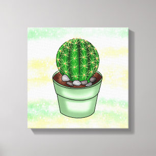 Impressão Em Tela Suculente de Cactus desenhado à mão