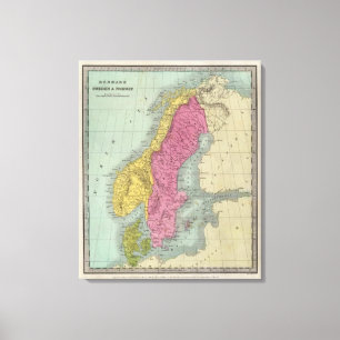 Impressão Em Tela Suecia e Noruega de Dinamarca