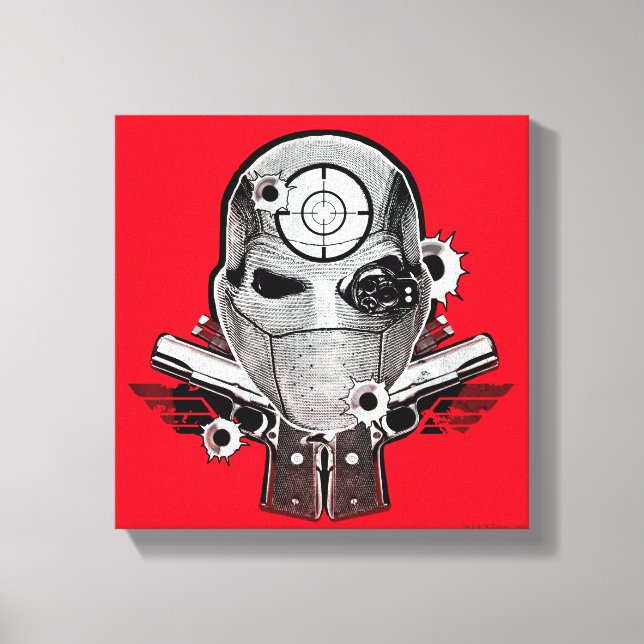 Impressão Em Tela Suicide Squad | Deadshot Mask & Guns Tattoo Art (Frente)