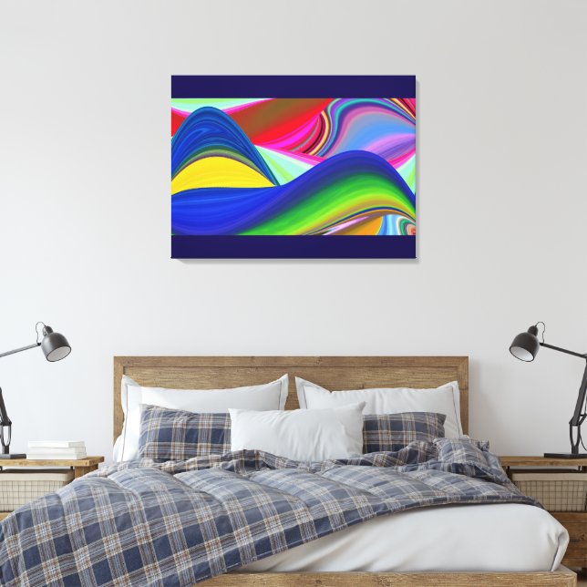 Impressão Em Tela Summerrainbow, Abstrato 3D Rainbowart (Insitu(Quarto))