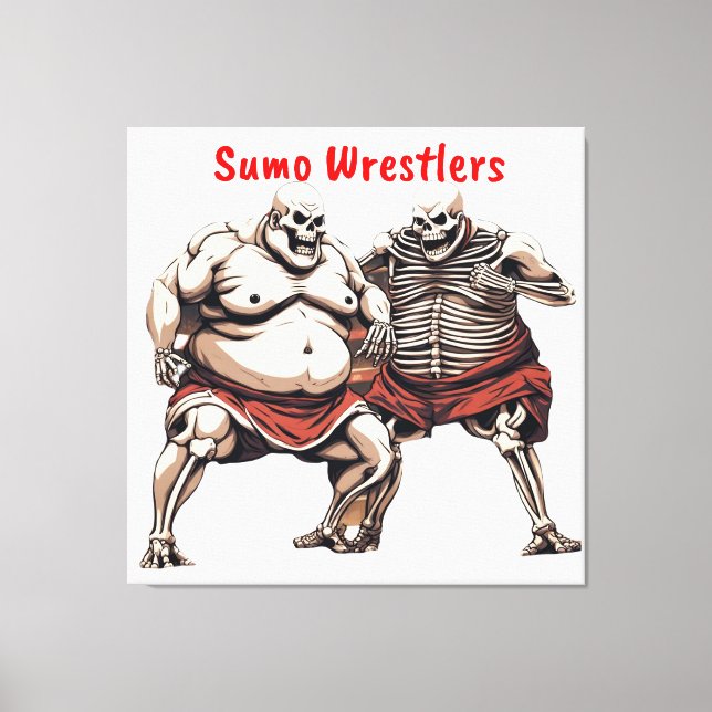 Impressão Em Tela Sumo Skeleton Wrestlers Em Ação (Frente)