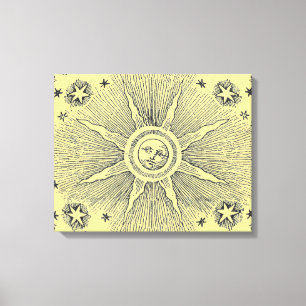 Impressão Em Tela Sun Stars Antiguamente Night Sky Medieval Zodieval