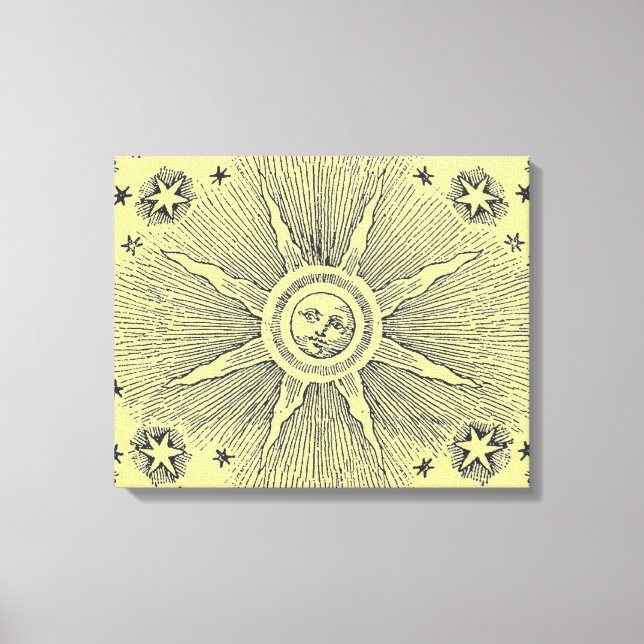 Impressão Em Tela Sun Stars Antiguamente Night Sky Medieval Zodieval (Frente)