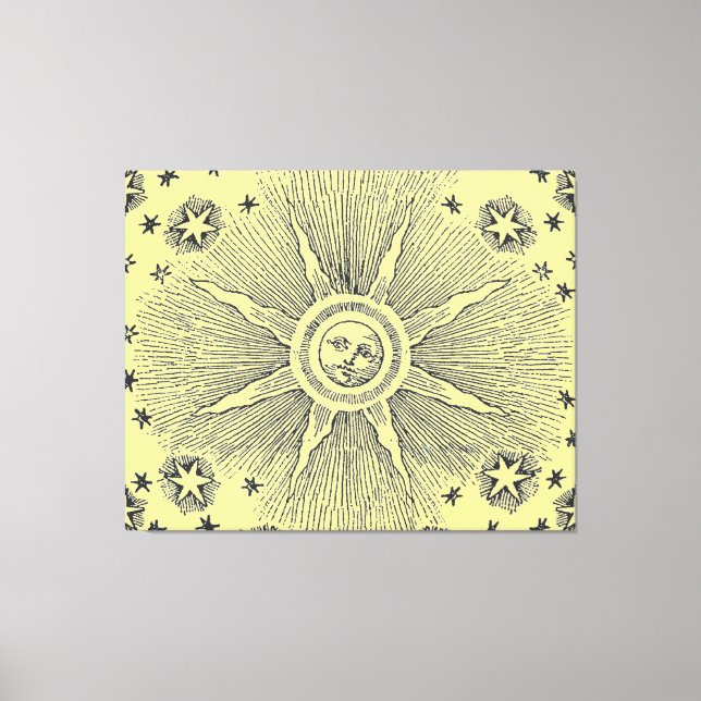 Impressão Em Tela Sun Stars Antiguamente Night Sky Medieval Zodieval (Frente)